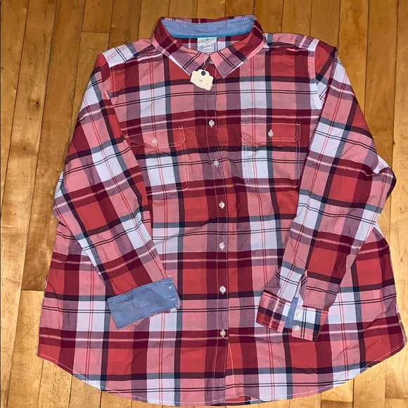 St. John's Bay Tops - Plaid Shirt New